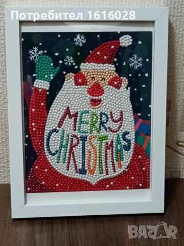 Диамантен гоблен.Дядо Коледа в рамка., снимка 4 - Гоблени - 48512282