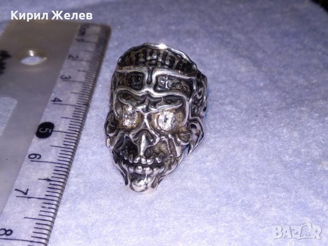 СРЕБЪРЕН НЕО ГОТИК АРТ ПИРАТСКИ ПРЪСТЕН ЛАКИРАНО СРЕБРО 925 с ЮВЕЛИРНО ФАСЕТИРАНИ ЦИРКОНИ 36160, снимка 2 - Пръстени - 39507140