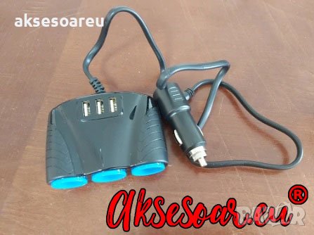 Тройник разклонител адаптер за запалка на автомобил 12V-24V USB зарядно за телефон в кола навигация , снимка 6 - Аксесоари и консумативи - 35166371