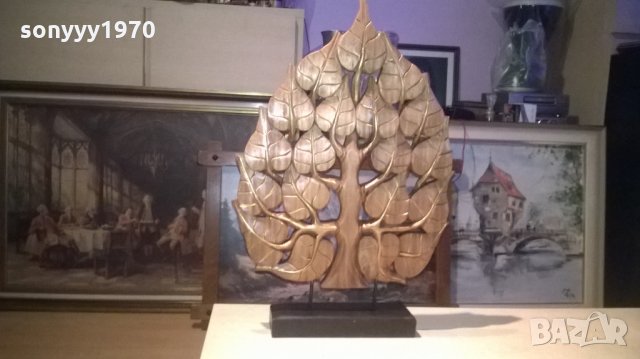 *ГОЛЯМО ДЪРВО-ДЪРВО с листа - фигура дърворезба на поставка ръчна изработка, снимка 6 - Колекции - 27397021