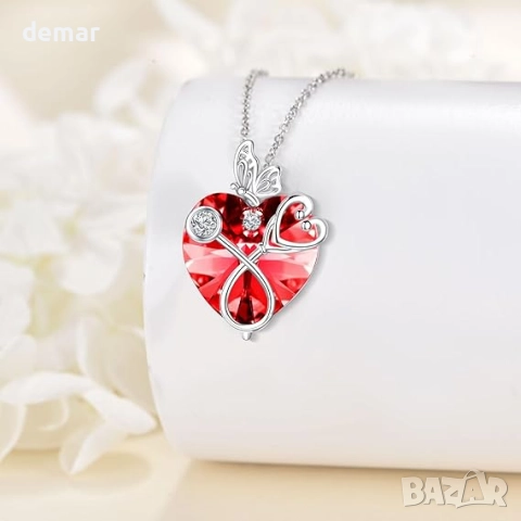 Колие със стетоскоп и пеперуда, сребро 925, сърце, кристал, медицинска тематика, снимка 4 - Колиета, медальони, синджири - 51721540
