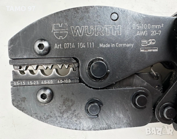 WÜRTH ZEBRA 0714 104 111 - Професионални кримпклещи 0,5-10mm², снимка 3 - Клещи - 53314371