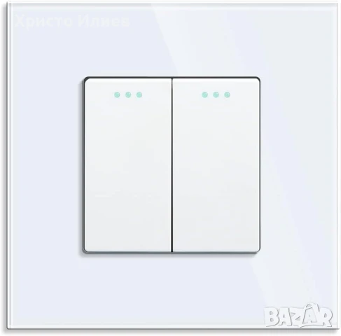 Контакт за осветление с 2 бутона със стъклена рамка