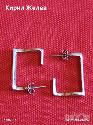 Екстравагантни обеци родирано сребро майсторска ръчна изработка 52742, снимка 5 - Обеци - 53072292