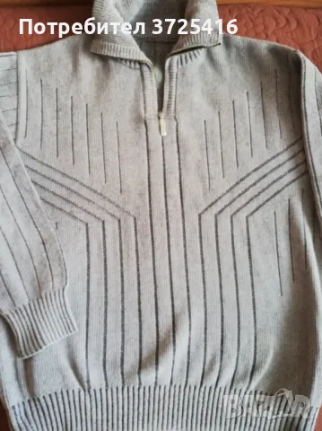 Сива блуза-пуловер с яка с цип, снимка 1