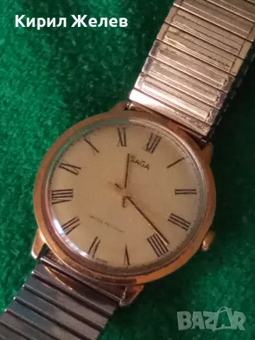 SAGA GREAT BRITAIN WATER RESISTANT Стар АНГЛИЙСКИ ПОЗЛАТЕН МЕХАНИЧЕН ВИНТИДЖ ЧАСОВНИК РАБОТЕЩ 31485, снимка 16 - Антикварни и старинни предмети - 38387651