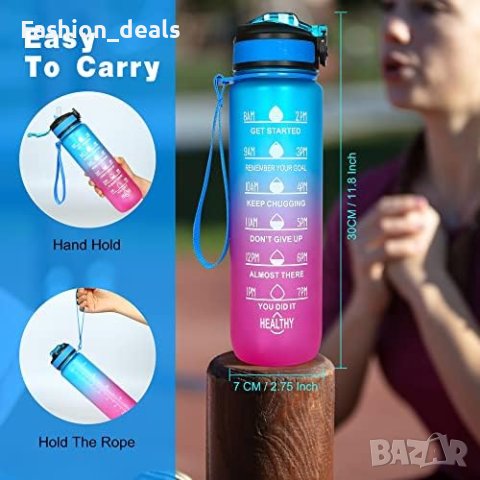 Нова Спортна Бутилка за вода с маркер за време и сламка 1 литър, снимка 6 - Други стоки за дома - 42933497