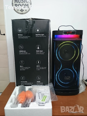 Чисто нова караоке колона Brodu BTS-2098. Акумулаторна е с 2бр. микрофони, снимка 5 - Караоке - 53600802