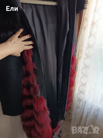 Дълго палто от лисица естествен косъм , снимка 3 - Палта, манта - 52872363