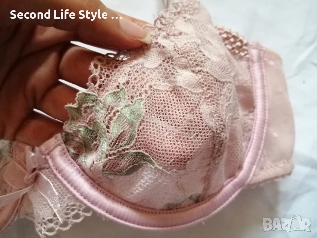 70А кокетен прозрачен дантелен сутиен в розов цвят, снимка 3 - Бельо - 52922265