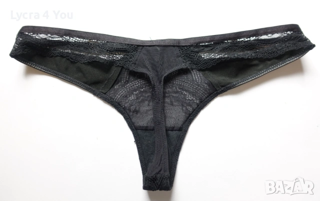 M/L черна прашка с кожени елементи и дантела, снимка 4 - Бельо - 53309785