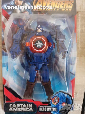 НОВ Капитан Америка Детски 3D трансформиращ робот играчка часовник светещ Captain America , снимка 1 - Детски - 39182998