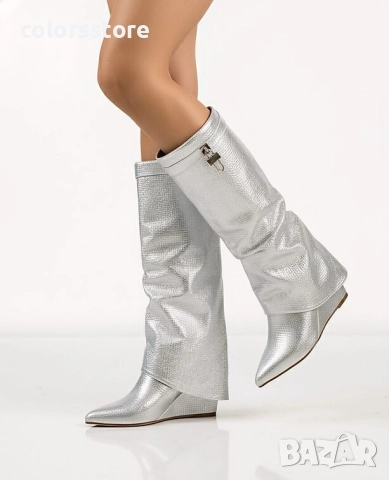 Ботуши на платформа - сребрист брокат - 3JF7 