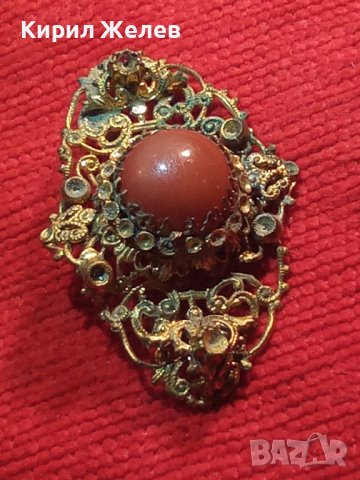 ПРЕКРАСНА СТАРИННА ФИЛИГРАННА БРОНЗОВА ПОЗЛАТЕНА АР НУВО РЕТРО БРОШКА МАЙСТОРСКА ИЗРАБОТКА 31393, снимка 12 - Антикварни и старинни предмети - 38032397