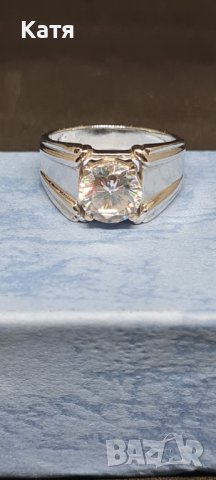 Сребърен пръстен с индийски естествен циркон, снимка 1 - Пръстени - 43572101