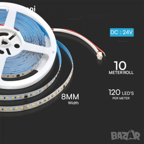 LED лента 2835 Бягаща 120 диода/метър 24V Неутрално Бяла Светлина, снимка 3 - Лед осветление - 44895607