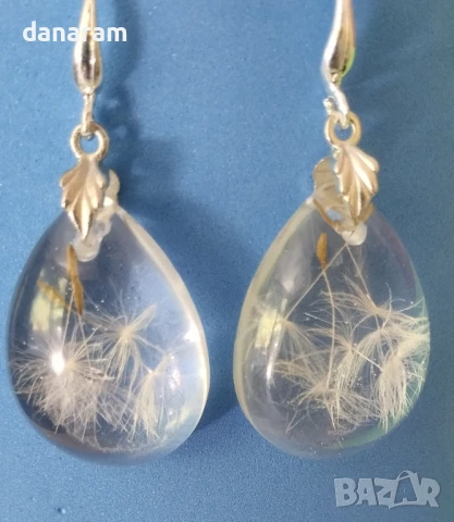 стилни обеци от епоксидна смола с вградени естествени цветя., снимка 5 - Обеци - 50964421