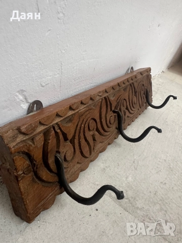 Старинна масивна закачалка за дрехи, дърворезба , снимка 3 - Антикварни и старинни предмети - 52033989
