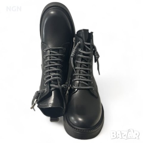 Дамски боти, естествена кожа в черен цвят с красив метален аксесоар, снимка 6 - Дамски боти - 43391531