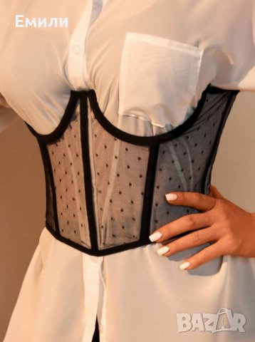Черен прозрачен колан корсет под бюста р-р S, снимка 4 - Корсети, бюстиета, топове - 43466964