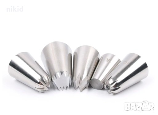 5 големи 9FT  356  1E  1A   1C  накрайника за пош шприц дюза сладки толумбички бисквитки крем торта, снимка 3 - Аксесоари за кухня - 32831665