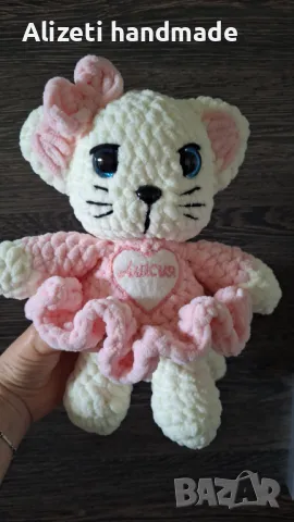 Плетено плюшено коте, снимка 2 - Плюшени играчки - 47263392