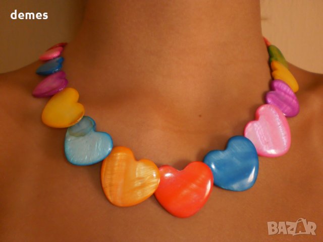 Колие от естествен седеф с четириъгълна форма , снимка 4 - Колиета, медальони, синджири - 20428540