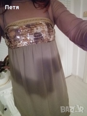 Рокля бюстие с пайети ,в цвят пепел от рози 