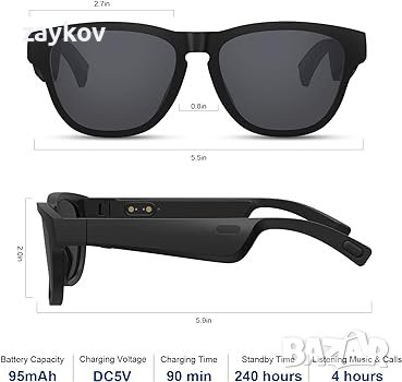 SKYWAY Smart Bluetooth слънчеви очила за мъже, жени, безжични аудио очила, снимка 2 - Слънчеви и диоптрични очила - 43854672