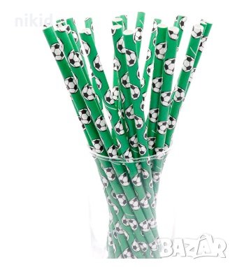 25 бр картонени сламки футболна топка парти украса декорация рожден ден