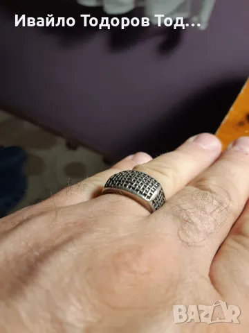 Сребърен мъжки пръстен, снимка 9 - Пръстени - 47961129