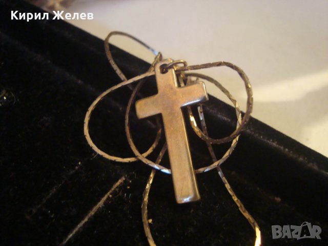 ПОЗЛАТЕНО СТОМАНЕНО КРЪСТЧЕ с ВЕРИЖКА НЕРЪЖДАЕМИ АРТ ДИЗАЙН КОЛИЕ 441Г, снимка 4 - Колиета, медальони, синджири - 32287363