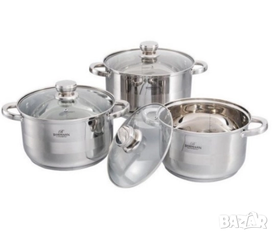 Комплект тенджери Bohmann, 22/24/26см. , Неръжд. Стомана, снимка 3 - Съдове за готвене - 52142378