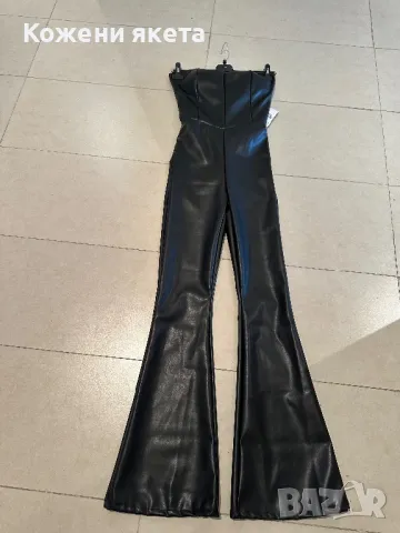 Дълъг кожен разкроен гащеризон с лека вата и корсет , снимка 1