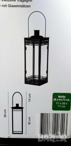 Фенер  декоративен Living & Garden,  45см,  метален със стъкло, снимка 5 - Декорация за дома - 26223926