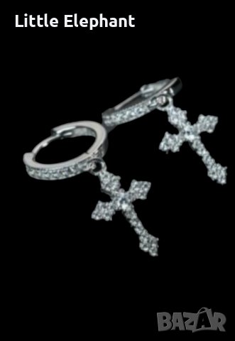 Outlet Sale Сребърни висящи кръстове с кристали all white/нови