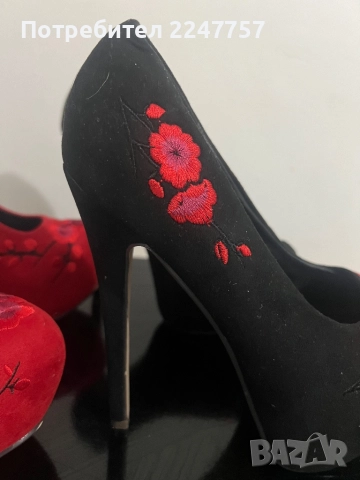 Нови червени и черни обувки официални, снимка 8 - Дамски обувки на ток - 52662862