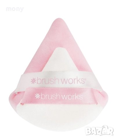 Гъби за грим, пудра Brushworks Limited Edition Triangular Powder Puff Duo Red