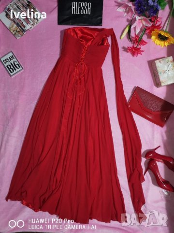Красива червена бална рокля 
