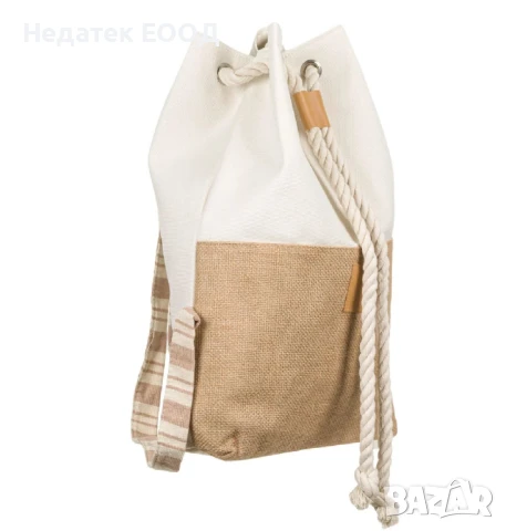Дамска раница от юта, Бежов, 31x10x45см., снимка 2 - Чанти - 50734158