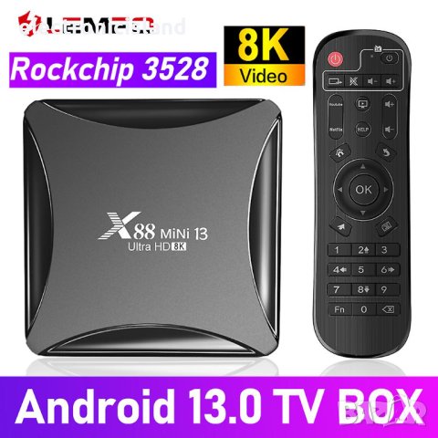 TV box ТВ бокс LEMFO X88 MINI, четириядрен процесор RK3528, Android 13, 4K, Wifi, BT, 4GB/64GB памет, снимка 1 - Плейъри, домашно кино, прожектори - 43750558