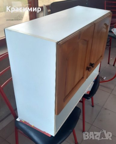 Горен двоен кухненски шкаф от масивно дърво чам с долна преграда, снимка 2 - Други - 44102408