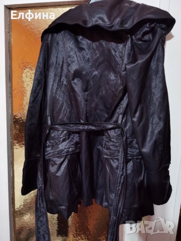 Черен дамски лъскав шлифер, снимка 2 - Палта, манта - 37860070
