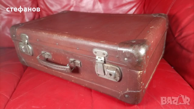 Стар български жакардов куфар, средна големина, 10.08.1959 г, ТПК Г. Дамянов