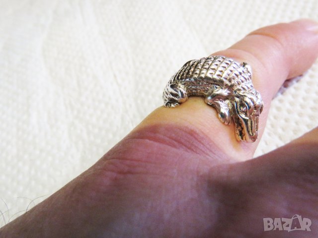Мъжки сребърен пръстен КРОКОДИЛ - покажи търпеливост сила и мъдрост като крокодила , снимка 1 - Пръстени - 33387362