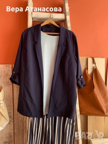💙💙💙 Тъмносин блейзър с регулиращи се ръкави🍋, снимка 3 - Сака - 51783912