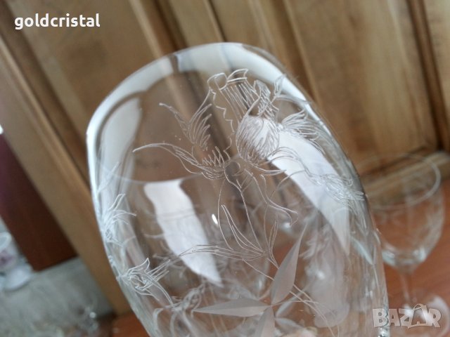 Ретро кристални чаши художествена гравюра , снимка 2 - Антикварни и старинни предмети - 43582152