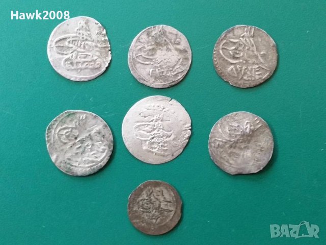 Колекция НЕПРОБИТИ 7 ахчета акчета ахче акче сребърни Османски монети мангъри, снимка 5 - Нумизматика и бонистика - 43082774