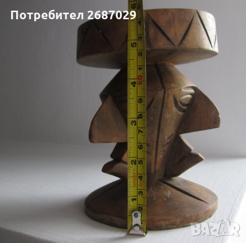 Стар дървен пепелник, уникат пластика фигура с профили, снимка 5 - Статуетки - 32730620