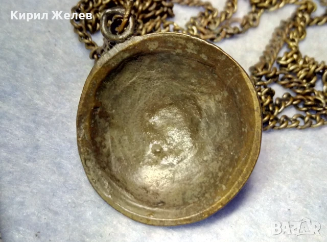Стар ЕТНО АРТ БРОНЗОВ МЕДАЛЬОН с БРОНЗИРАНА СТОМАНЕНА ВЕРИЖКА , снимка 6 - Антикварни и старинни предмети - 51265048